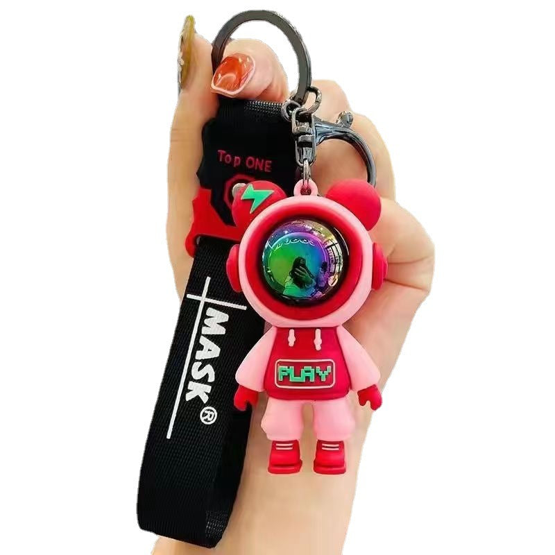 New Couple Lightning Bear Key Chain Bag Astronaut Car Silicone Key Chain Spaceman Pendant Small Gift